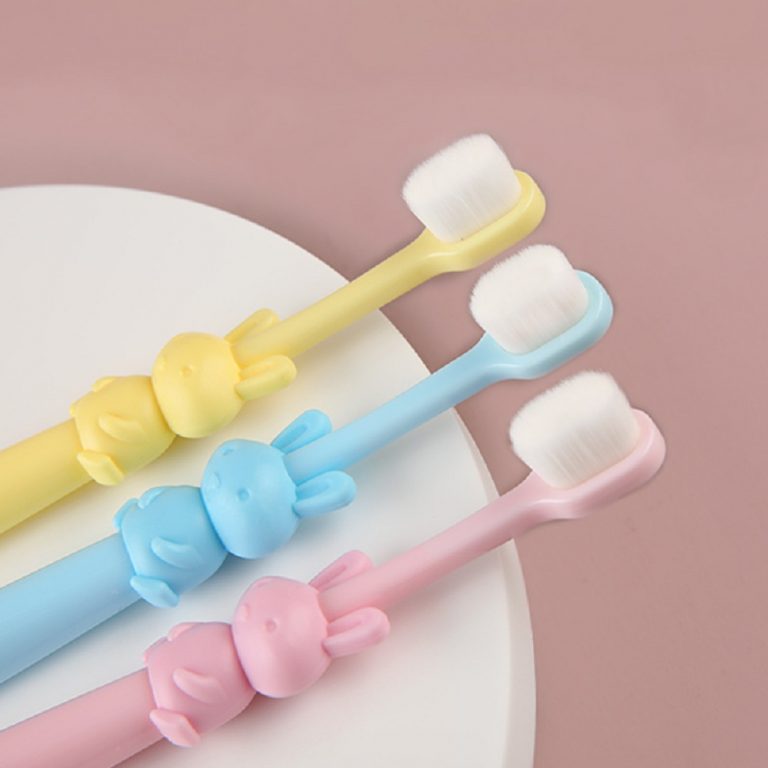 Rabbit shape kids soft pink toothbrush | toothbrush manufacturer